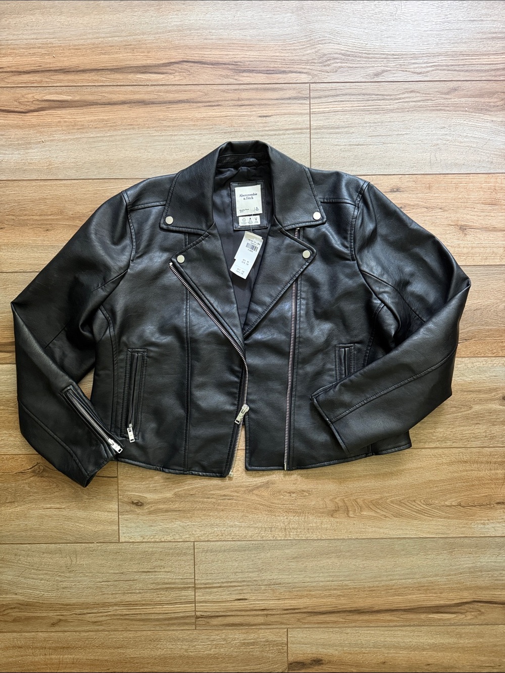 Abercrombie & Fitch Black Faux Leather Moto Jacket